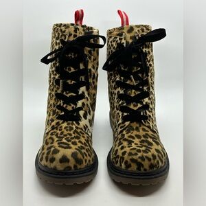 Leopard Print Velvet Combat Boots by Arizona Jean Co.